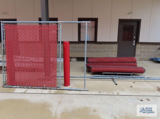 Rolls of privacy fencing and rolling gate. With rollers