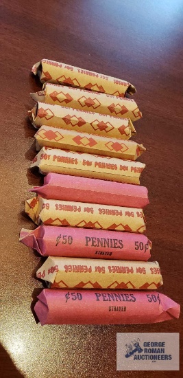 10 Rolls of pennies