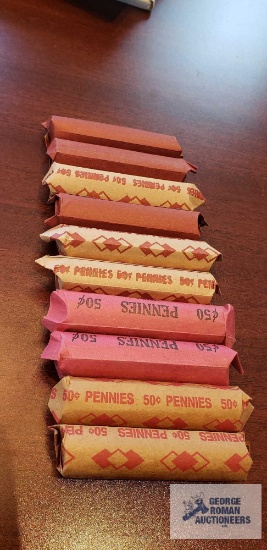 10 Rolls of pennies