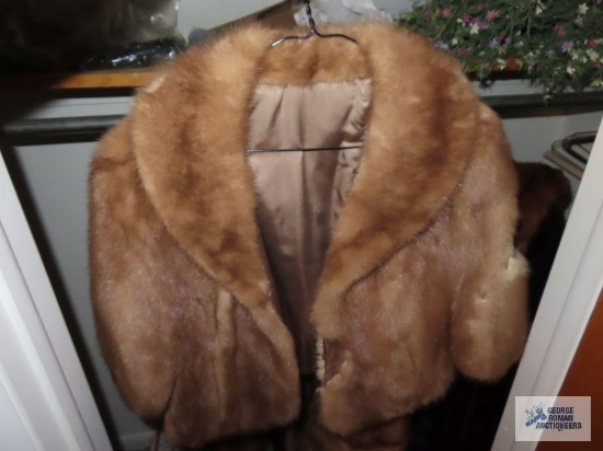 Carlisle's fur jacket and other fur shawl, some fur missing, no sizes