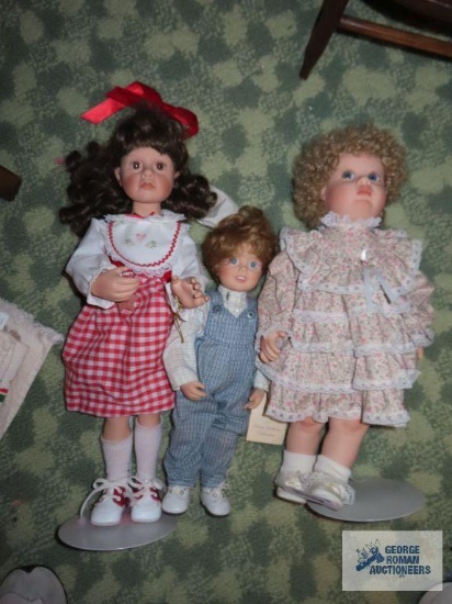 Originals by Elaine girl doll, Susan Wakeen Collection doll, and other doll