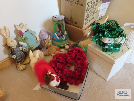 Easter decorations and Valentines Day and St. Patricks Day decorations