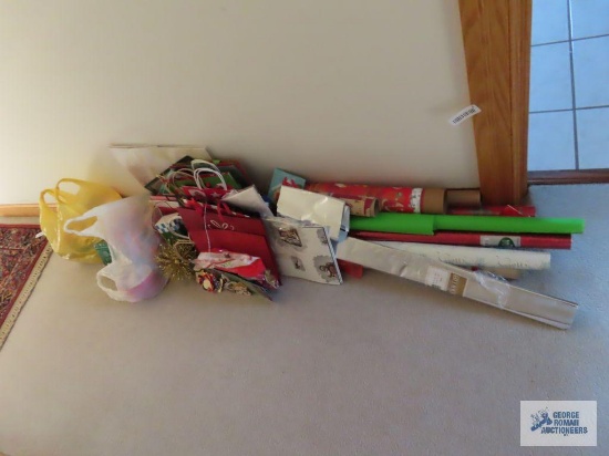 Lot of gift wrapping and gift bags