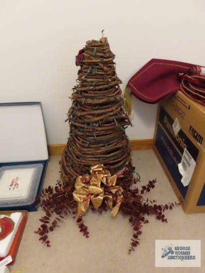 Grapevine tree with lights and swag