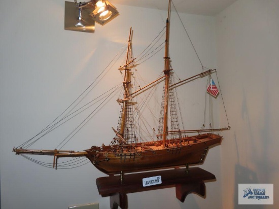 Wooden model sailing ship