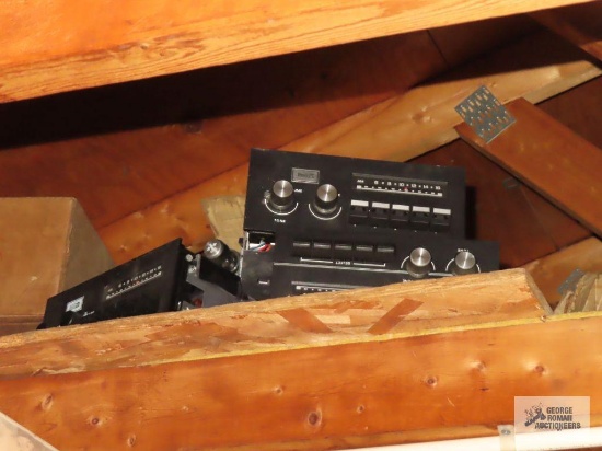 Assorted automotive parts, redwood and chair hardware and etc in rafters. please bring 8' ladder for