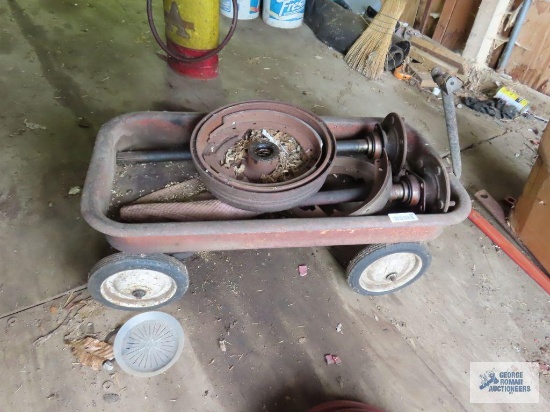 Radio Flyer wagon. handle needs repaired. includes automotive parts