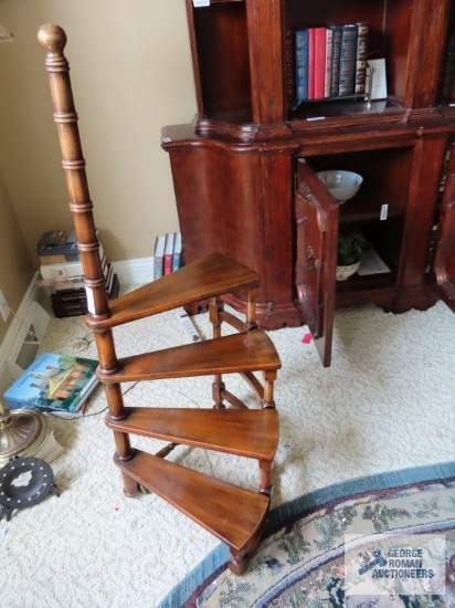 Library staircase knickknack shelf