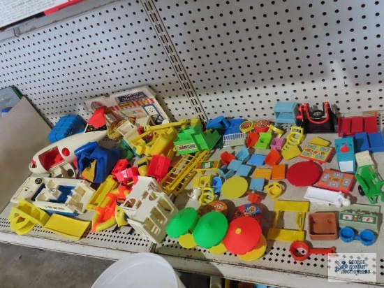 Little people, airplane, sea explorer, tables, chairs, swing set, snowmobile, boats, and other
