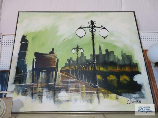 Cityscape print by Coburn, night stars print, floral print, and bathtub print