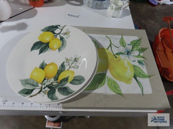 Royal Norfolk lemon plates and lemon wall hanging