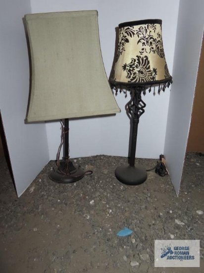 Two non-matching black metal based lamps, approximately 23".