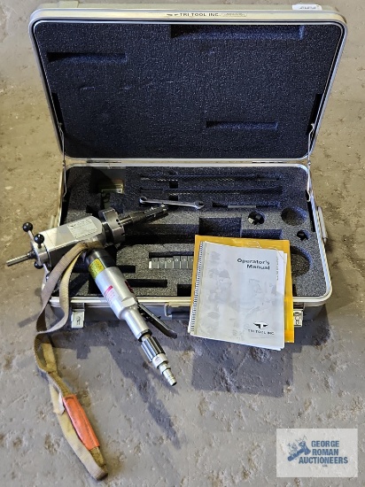 Tri Tool Inc. model 204B pneumatic pipe beveler with accessories, operators manual, and case.