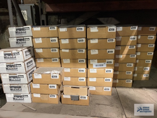 Lot of Parker AG number 3 flat fluid connectors. Approximately 240.