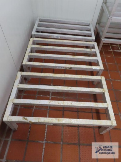 Three aluminum dunnage racks. 3' x 20" x 12".