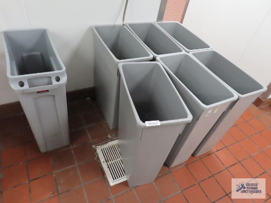 Seven commercial wastebaskets