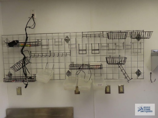Commercial hanging utensil holder. Buyer to remove from wall.