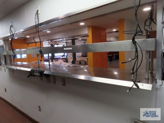 Long built-in food warmer. 11' 11" long x 21-1/2" wide x 12-1/2" high on top and 9-1/2" high on