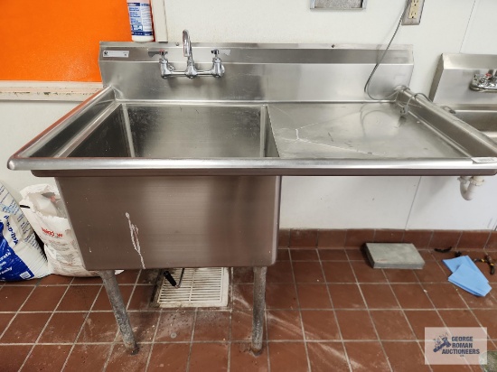 Single bay stainless steel sink by Ardous. 50-1/2" x 30" x 36-3/4". Bring tools for plumbing