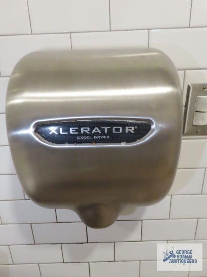 Xlerator Excel stainless steel automatic hand dryer. Model number XL-SB. Bring tamper proof allen