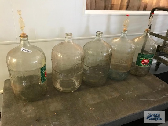 (5) Large Glass Fermenting Jugs