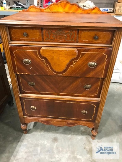 Wood Dresser And Wood Cabinet With Glass Door Hutch
