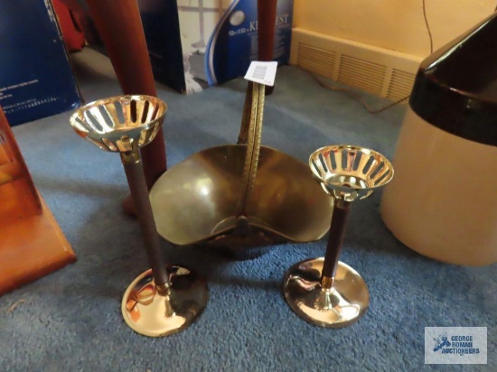 Solid brass basket with candle holders