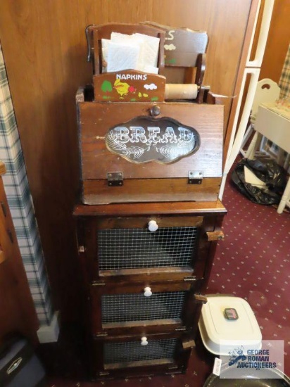 Wooden bread box and vegetable bin