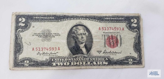 1953 A series $2 bill with red treasury seal