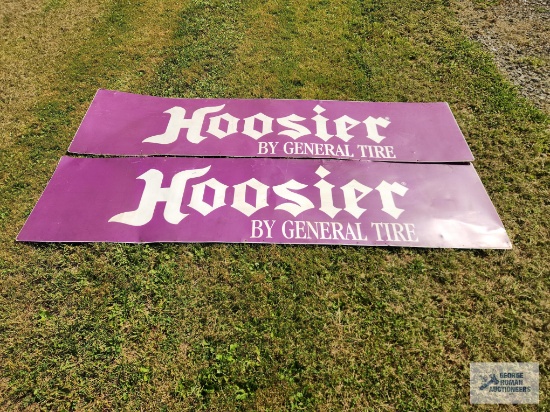 Two Hoosier by General Tire metal signs, 8'x2'