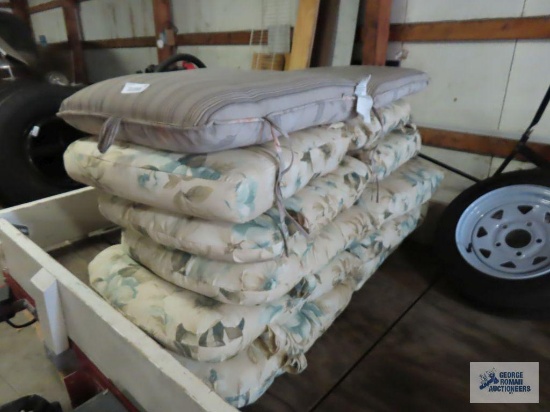 Six floral outdoor chair cushions