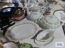 Bavaria Germany Mari pattern covered casserole. Gravy boat. Covered Coffee pot.