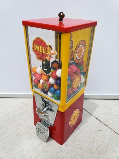 SHELL 25cent Coin Operated gumball machine 17"