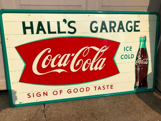 COKE sign Hall's Garage 1 side metal
