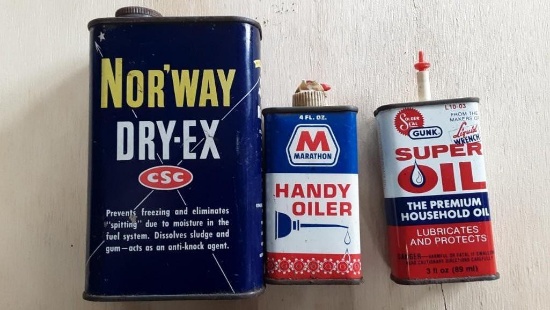 Oil shop cans- 3 Vintage