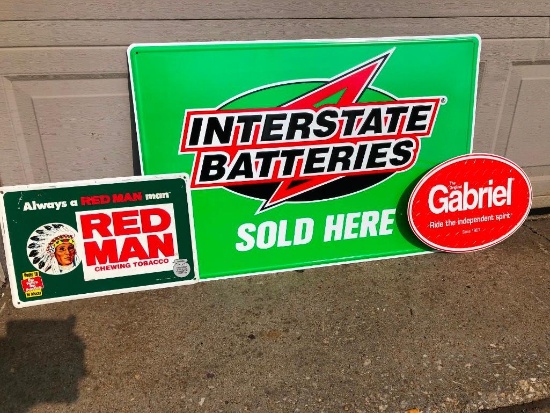 Interstate Batteries, RED MAN & Gabriel 3-Advertising signs metal