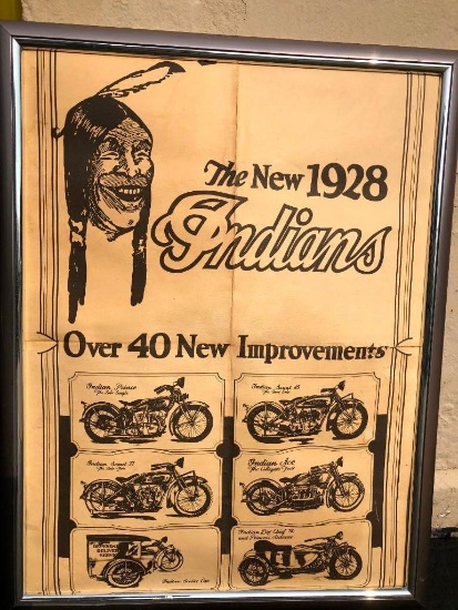 Indian Motorcycle Poster framed believed era correct