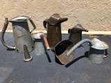 Oil shop fill cans, spout & funnel- Vintage 7 pieces