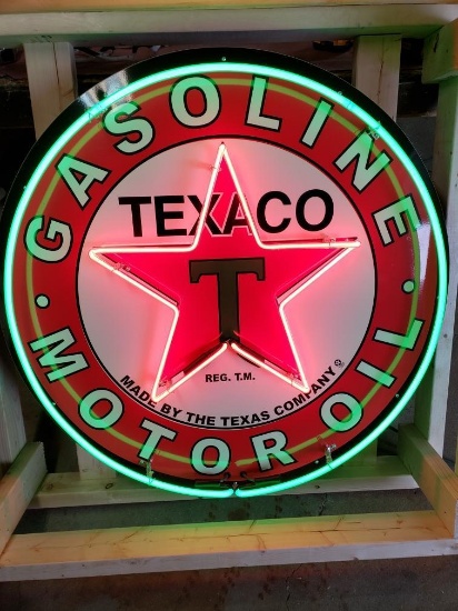 TEXACO GASOLINE MOTOR OIL tin Neon sign 36"