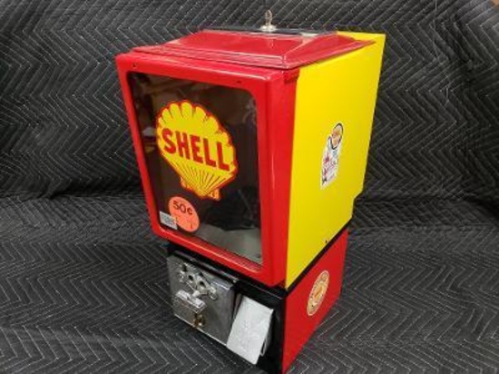Shell restored 25c Gumball Machine works w key 22x20x10in