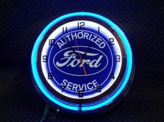 Ford Authorized Service lighted clock 20in