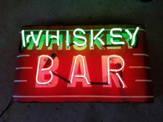Whiskey Bar custom made neon sign 14x25in.
