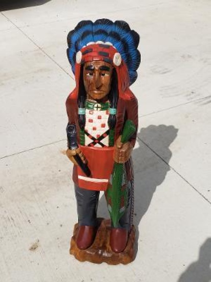 Hand carved Wooden Cigar store Indian 3ft nicley painted