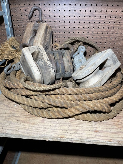 Antique Block & Tackle and decorative rope