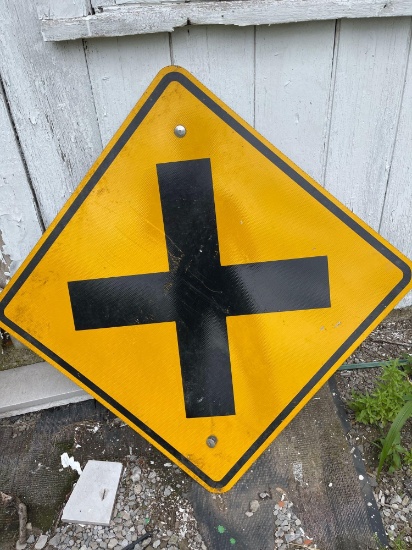 Cross Road Warning Sign