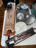 Camping cookware & Rotisserie kit w/ bbq tools