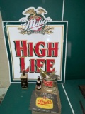 Miller High Life metal sign & beer collectibles
