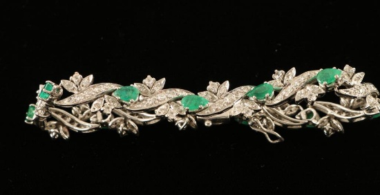 Ladies Emerald & Diamond Botanical Bracelet