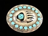 Turquoise & Sterling Bear Paw Buckle