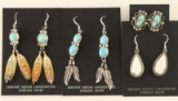 Lot of 4 Pairs Native American Earrings